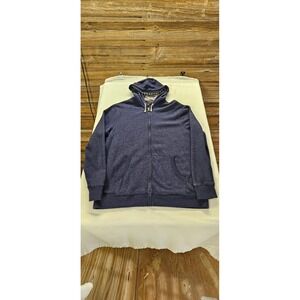Banana Republic Mens XXL Blue Heather Full Zip Hoodie Sweatshirt Striped Hood